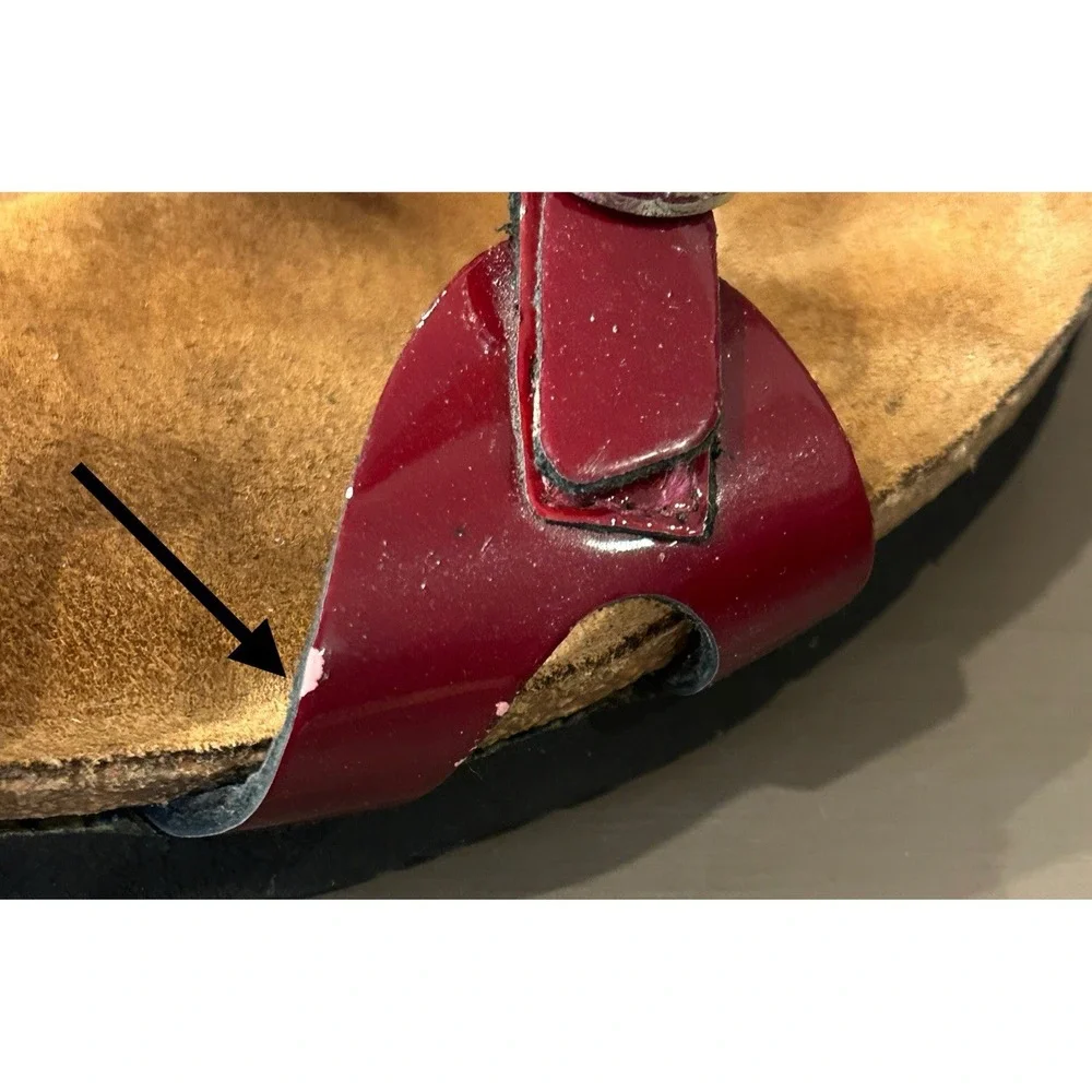 Naot Women's Size 38 US‎ 7 Wedge Sandals Red Leather Double Strap Buckle